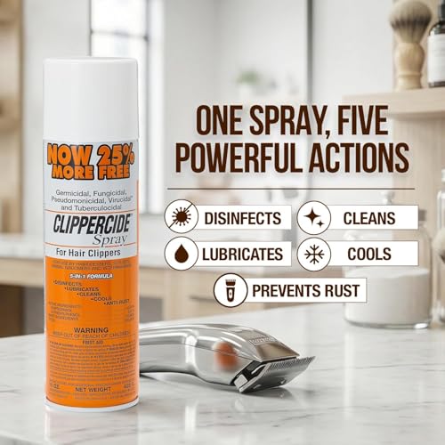 Clippercide 5-in-1 Disinfectant Spray 15oz (Pack of 3) for Clippers, Grooming & Barbershop Tools