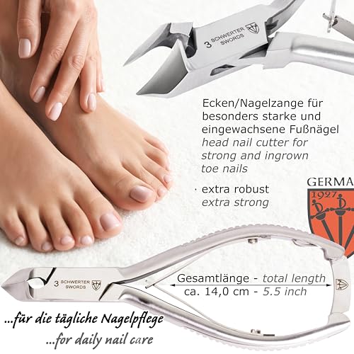 3 Swords Germany Professional Black Toe Nail Nipper Set with File & Case for Ingrown Toenails
