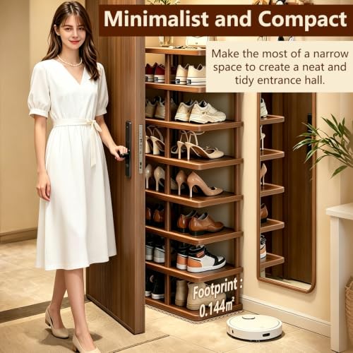 Vertical Shoe Rack 8 Tiers Tall Shoe Shelf for Closet Entryway Space Saving