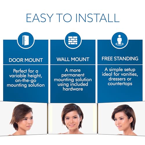 Black LED 3-Way Mirror for Hair Styling & Makeup with Lights