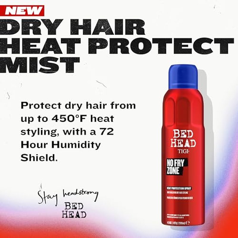 Bed Head by TIGI No Fry Zone Dry Heat Protectant Mist, 450¡ÆF Thermal Protection, 72-Hour Humidity Shield & Anti-Static Restyling Spray, 4.5 oz