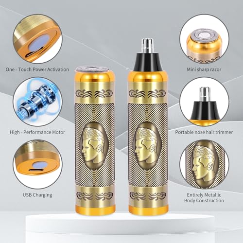 Professional Hair Clipper Set Men's Cordless Hair Clipper T-Shaped Blade Beard Trimmer Nose Hair Trimmer Electric Shaver Rechargeable Professional Hair Trimmer Set (Bronze)