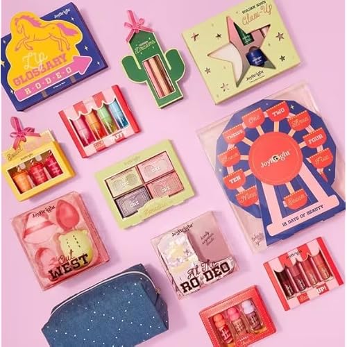 Ulta JoyBright 12 Days of Beauty Holiday Collection, Makeup and Skincare Gift Set, Pink and Blue Ferris Wheel Design, Western Theme
