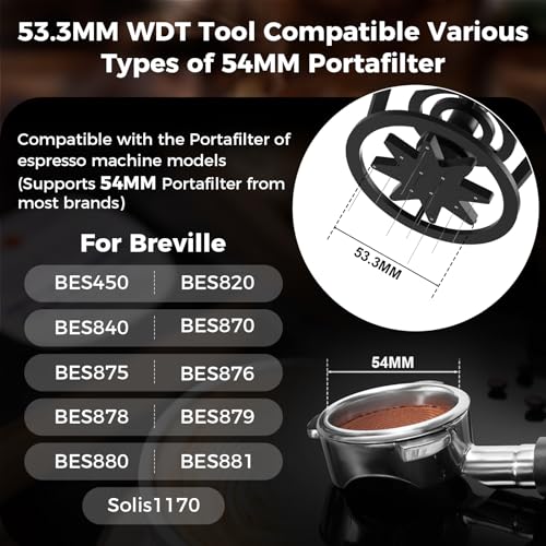 IKAPE 54mm Espresso Coffee WDT Tool with Adjustable Needle & Funnel - Black