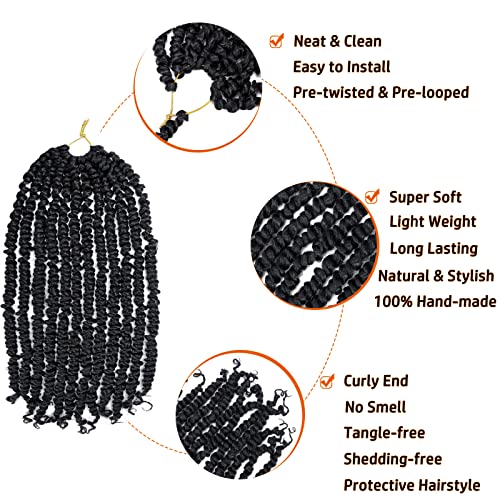 Pre-Twisted Passion Twist Crochet Hair 18 Inch Water Wave Synthetic Extensions - 8 Packs, Color 1B - Variation of THIS listing