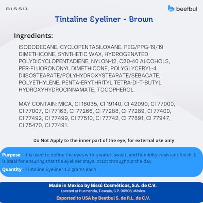 Biss? Tintaline Eyeliner - 25 Vivid Colors, High-Coverage, Long-Lasting & Smudge-Proof (Brown)