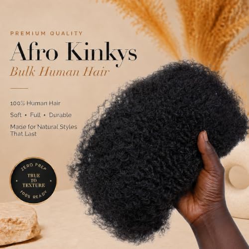 1b Natural Black Afro Kinkys Human Hair for Braiding - 12 Inch 100g Bulk