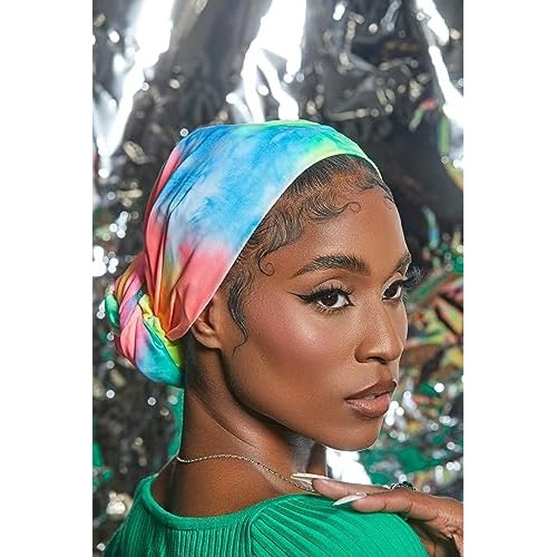KISS COLORS & CARE Soft Satin Wrap Scarf - Tie Dye, Fashionable Multi-Purpose, Premium Hair Scarf for Minimizing Frizz, Chic & Comfortable, Preventing Breakage & Securing a Variety of Hair Styles