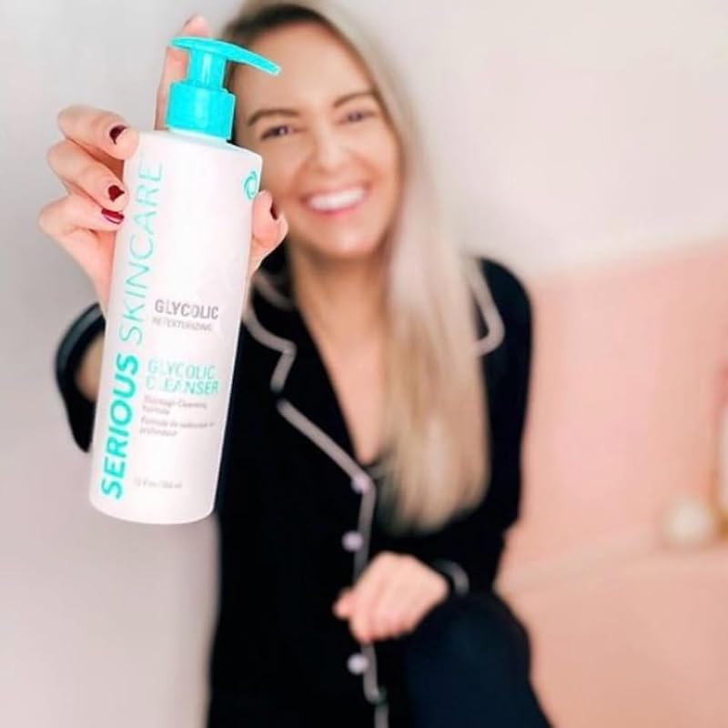 Glycolic Acid Facial Cleanser for Pore Purifying & Skin Exfoliation 12oz & 4oz