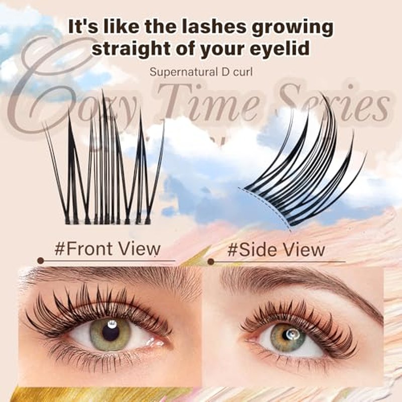 JMS&JMS Vivid Lash Clusters Kit Natural Cluster Lashes Invisible Band with Lash Bond and Seal Eyelash Applictor Lash Remover Eyelash Brush Lash Extension Kit for Beginner (Coco-8-18mix)