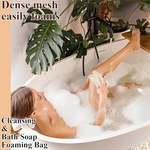 80 Pack Soap Saver Bag Mesh Exfoliating Bar Soap Pouch Natural Sisal Soap Saver Bag with Drawstring Foaming and Drying Holder for Shower Kitchen Bathroom Travel