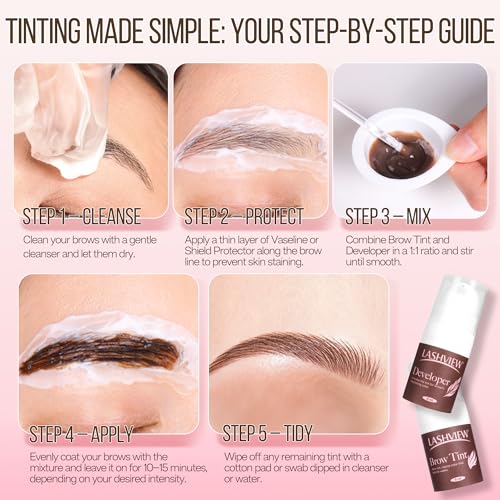 LASHVIEW Brow Color Kit with Natural Effects Long Lasting Lasts 4 Weeks Easy to Use for Salon & Home Use(Brown)