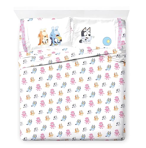 Bluey Bingo Queen Kids Comforter Set 7 Piece Bedding for Girls, Pink - Queen Size