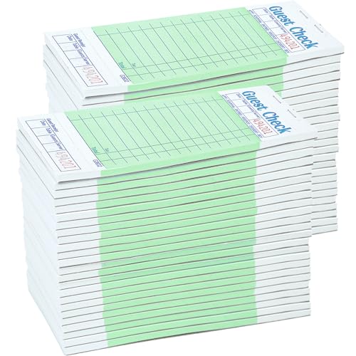 Officeva 100 Pack Guest Checks Server Note Pads 6.7 x 3.5 inch - 5000 Sheets