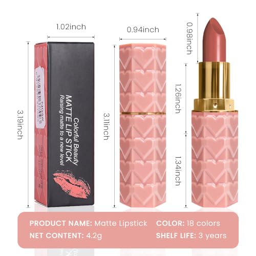 3 Pcs Matte Velvet Lipstick for Women Set,Nude Long Lasting Matte Lip Stick 24H Waterproof for Girls Natural Lip Makeup,Non-Stick Lipstick Makeup for Women,labiales magicos 24 horas originales