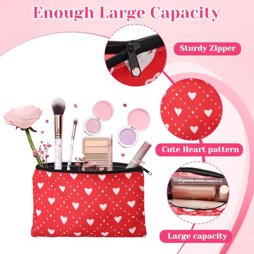 Meanplan 24 Pcs Valentine's Day Cosmetic Bags Heart Love Makeup Bags Travel Zipper Cosmetic Organizer Valentine's Day Gift for Women and Girls 24 Styles