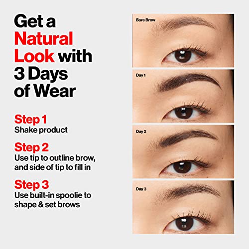 Revlon ColorStay 5-in-1 Semi-Permanent Brow Ink with Spoolie Brush, Waterproof, Transfer-Proof, Eyebrow Makeup, Easy to Remove, 350 Blonde Ink, 0.09 fl oz