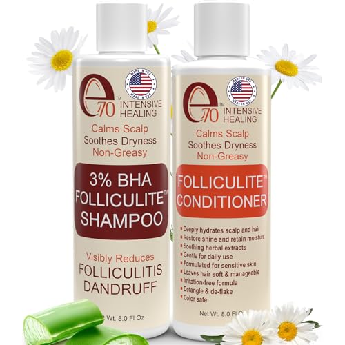 Folliculitis Treatment Shampoo & Conditioner Set with 3% BHA, Salicylic Acid, Aloe Vera & Tea Tree Oil - Anti-Itch Hair Care for Men & Women, 8 fl oz