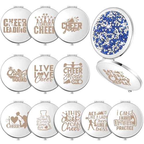 Sintuff 12 Pcs Cheer Compact Mirrors - Silver Cheerleading Accessories