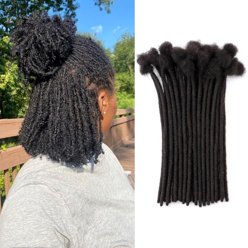 Loc Extensions Human Hair 0.4cm & 0.6cm & 0.8cm Width 4-18 Inch - 30 Strands, 6 Inch, Natural Dreadlocks