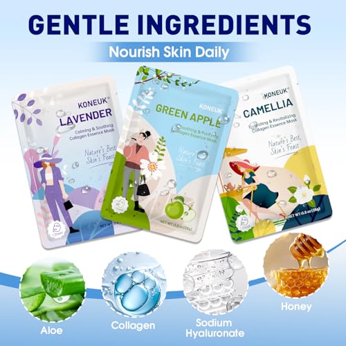 9 Pack Hydrating Face Masks Skincare, Bulk Sheet Face Mask for Dry Skin, Collagen Facial Masks Spa Gifts for Women Skin Care, Valentines Day Gifts, Mothers Day Gifts for Mom, Teacher and Nurse Gifts