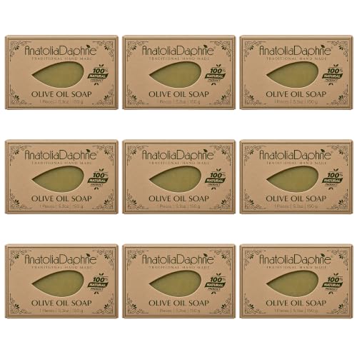 Olive Oil Soap Bar - Handmade 100% Natural & Vegan - Pack of 9 (5.3 oz Each) Variation of THIS listing
