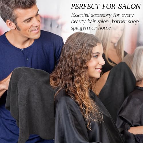 Black Microfiber Salon Towels Bulk 24 Pack 16 x 29 Inches Bleach-Resistant