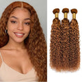 #30 Light Brown Water Wave Human Hair Bundles - 12, 14, 16 Inch, Unprocessed Virgin Brazilian Hair