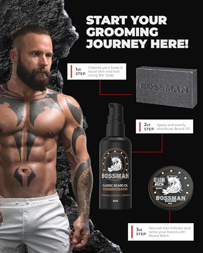 Bossman Starter Beard Grooming Kit with Stagecoach Scent – Men’s Gift Set