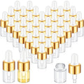Mini Glass Oil Dropper Bottles Set - 2ml Champagne Gold, Pack of 100
