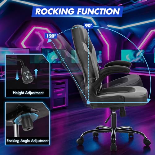 Sweetcrispy Gaming Computer Desk Chair with Lumbar Support PU Leather