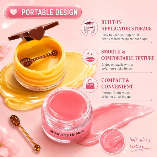 10 PCS Honey Lip Balm Set with Varieties - Bee Lip Moisturizing Masks & Balms