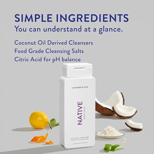 Native Lavander & Rose Body Wash 18 oz 2 Pk + Native Almond & Shea Butter Shampoo & Conditioner 18 oz - 2 Pk