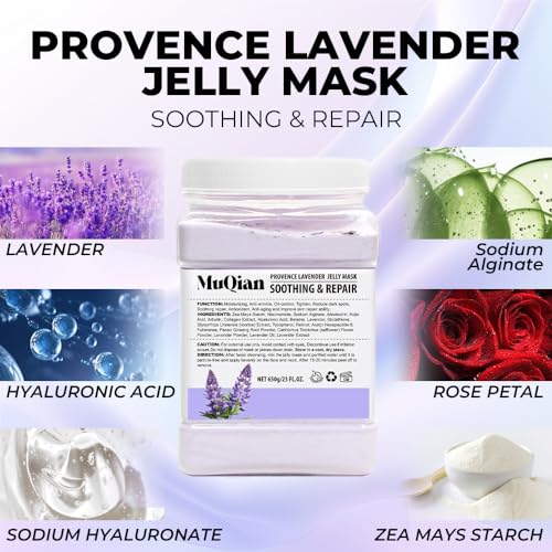Jelly Mask For Facials Professional Jelly Mask Powder Turmeric Hydrating Rubber Luxury 24K Gold Provence Lavender Mask Jelly Face Masks Diy Spa Face Skin Care Mask (4 Packs)