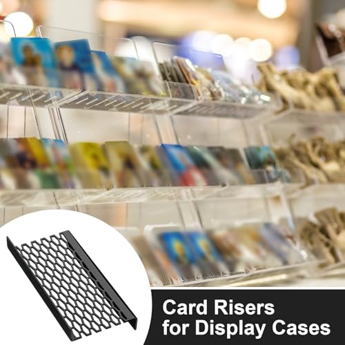 48 Pcs Geometric Trading Card Risers for Display Case - Black Acrylic