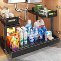 Expandable Under Sink Organizer 15.3-24.2 Inches Black 2-Tier Pull-Out Storage