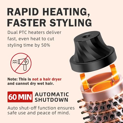 2-in-1 Thermal Curling Brush and Iron - 1.5 Inch Hot Round Styling Tool