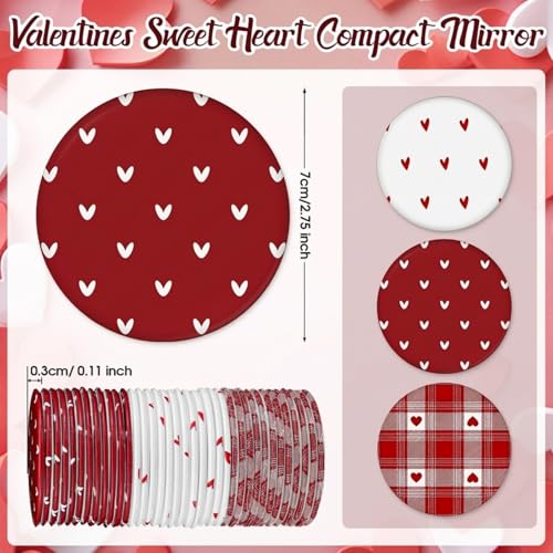 Geetery 240 Pcs Heart Compact Mirrors Gifts Bulk Mini Small Circle Portable Pocket Purse Red Love Heart Mirrors for Makeup Travel Women Mother Friends Adults Office Coworker Employee Team Staff Gifts