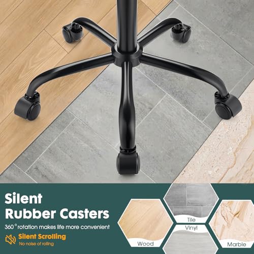Adjustable Square Rolling Stool with Wheels for Salon & Spa Black