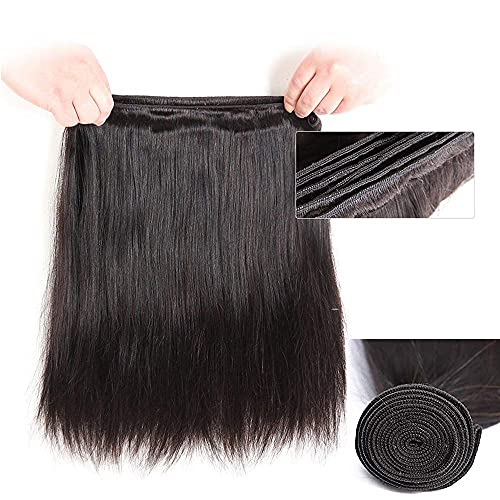 Rebasar Straight Human Hair Bundles 12 Inch - Black Brazilian Virgin Hair
