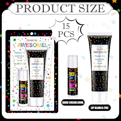 15 Pack Christmas Appreciation Lip Balm & Hand Cream Gift Set - Teacher & Employee