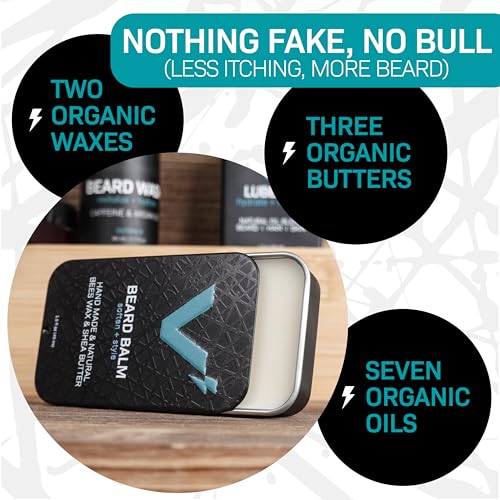 VOLT Grooming Beard Balm for Men, Organic Oils, Bees Wax, Mango & Shea Butter, Beard Care Moisturizer Leave in Conditioner for Beards, Natural Ingredients, Softens & Styles, Tobacco Scent, 1.5 Oz