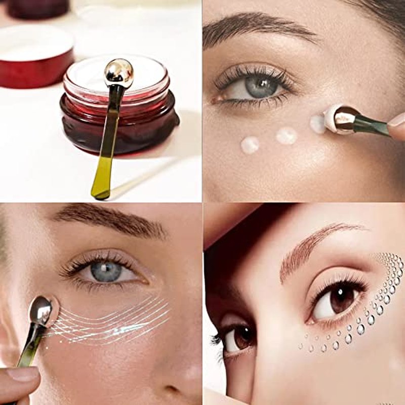 2 PCS Portable Eye Serum Cream Applicator Eyes Massage Tool, Can Be Used As Eyes Cream Spoon, Reduce Eye Swelling Flannel small gift bag