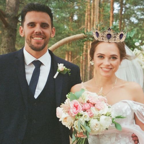 Purple Rhinestone Crown Tiara for Women - Elegant Party Headpiece