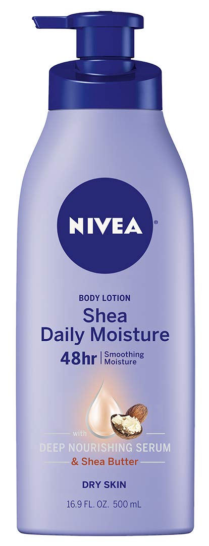 NIVEA Shea Nourish Body Lotion for Dry Skin with Hyaluronic Acid, Shea Butter and Deep Nourishing Serum, 48-Hour Body Moisturizer, 16.9 Fl Oz Pump Bottle