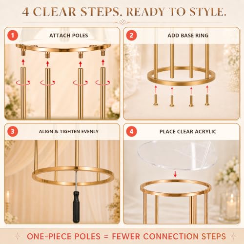 Gold Metal Cylinder Pedestal Stands 3-Pack for Party Decor & Cake Displays