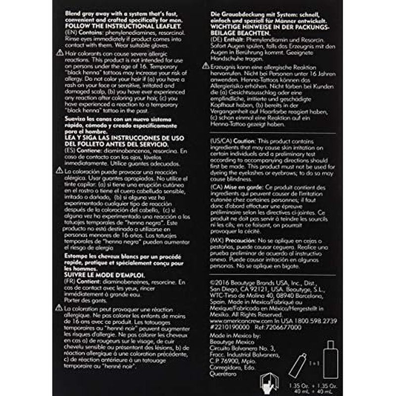 American Crew Men's Temporary Hair Color, Temporary Hair Dye, Natural Gray Coverage, Mednatural, 1.35 Fl Oz