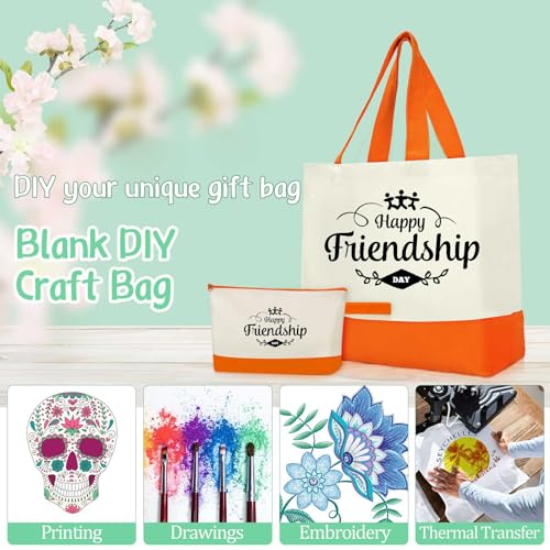 Colorful Sanwuta 30 pcs 18.5-inch Canvas Tote & Makeup Bag Set Bulk