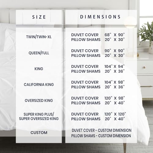 King Size Pink Pinch Pleated Duvet Cover Set - 100% Egyptian Cotton 600 Thread Count - No Comforter - White - Variation 01