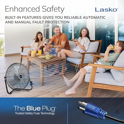 Lasko 20-Inch High Velocity Wall Mount & Floor Fan Black Silver - Versatile Cooling